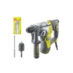 Pack perforateur burineur ryobi sdsplus 800w - 4 modes - rsds800 - kc - kit 3 burins sds + rioby 1 pointe ...
