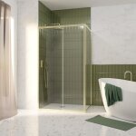 Pack porte de douche coulissante 120x200cm et retour 90cm - profilés or doré brossé - verre 6mm Pack porte de douche coulissante 120x200cm et retour 90cm - profilés or doré brossé - verre 6mm