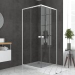 Pack porte de douche coulissante blanc de 78 � 90x185cm + receveur 90x90 - whity slide