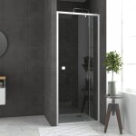 Pack porte de douche pivotant blanc de 78 � 90x185cm + receveur 90x90 - whity pivot