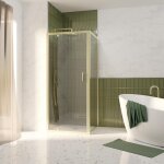 Pack porte de douche pivotante 80x200cm et retour 80cm - profilés or doré brossé - verre 6mm Pack porte de douche pivotante 80x200cm et retour 80cm - profilés or doré brossé - verre 6mm