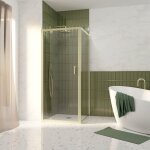 Pack porte de douche pivotante 90x200cm et retour 90cm - profilés or doré brossé - verre 6mm Pack porte de douche pivotante 90x200cm et retour 90cm - profilés or doré brossé - verre 6mm