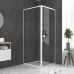 Pack porte de douche pivotante blanc de 78 à 90x185cm + retour 80 verre 5mm - whity pivot Pack porte de douche pivotante blanc de 78 à 90x185cm + retour 80 verre 5mm - whity pivot