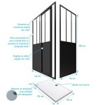 Pack porte pivotante 140x200 + paroi retour et panneau aluminium composite + receveur 140x80 Pack porte pivotante 140x200 + paroi retour et panneau aluminium composite + receveur 140x80