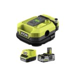 Pack ryobi 18v gonfleur compresseur - 11 bars - 1 batterie 4, 0ah - 1 chargeur rapide
