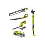 Pack ryobi 18v taille - haies - cisaille / sculpteur de v�g�taux - coupe - branches - souffleur - 2 batteries ...
