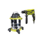 Pack ryobi aspirateur eau et poussi�re - 1250w - 20l - rvc - 1220i - g - perceuse � percussion - 800w ...