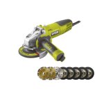 Pack ryobi meuleuse d'angle 800w 125mm - 8 disques diamants et  trononner