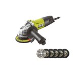 Pack ryobi meuleuse d'angle 800w - 125mm - rag800 - 125g - kit 6 disques 125 mm