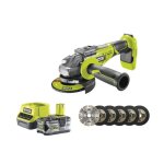 Pack ryobi meuleuse d'angle brushless 18v one + r18ag7 - 0 - 1 batterie 18v 5. 0ah - 1 chargeur rapide ...