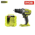 Pack ryobi perceuse � percussion 18v oneplus r18pd3 - 0 - coffret 127 accessoires de vissage per�age ...