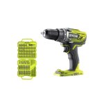 Pack ryobi - perceuse - visseuse r18dd3 - 0 - 18v one + sans batterie ni chargeur - coffret 127 accessoires ...