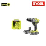 Pack ryobi perceusse visseuse 18v one + - 2 batteries 2. 0ah - chargeur rapide 2. 0ah - 220s - coffret ...
