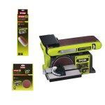 Pack ryobi ponceuse  bande et  disque stationnaire 370w rbds46016 - 5 bandes abrasives bss100a5 - 10 ...