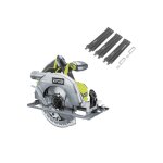 Pack ryobi - scie circulaire r18cs7 - 0 - brushless 18v one + - 60mm - sans batterie ni chargeur - guide ...