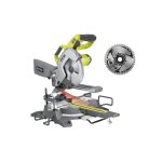 Pack ryobi scie  coupe d'onglets radiale lectrique ems216l - 1500w - 216mm - lame carbure - sb216k16t48a1 ...