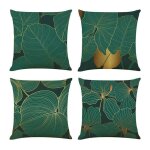Pack de taie d'oreiller de d�coration de maison, housse de coussin vert fonc� et feuille d'or pour la ...