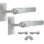 Paire de charnières robustes a crochet réglable de 300 mm en zinc galvanisé ¿ idéal pour portail de ... Paire de charnières robustes a crochet réglable de 300 mm en zinc galvanisé ¿ idéal pour portail de ...
