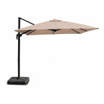 Palatino - parasol carr� 3x3 d�port� rotatif taupe en aluminium