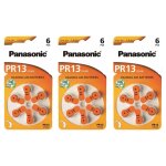 Panasonic lot de 3 6 piles pour appareil auditif zinc - air pr13 pr48 0% mercury / hg - orange