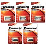 Panasonic lot de 5 piles alcaline pro power gold 6lr61 / 9v block Panasonic lot de 5 piles alcaline pro power gold 6lr61 / 9v block