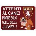 Pancarte  attenti al cane  de portail pour supporter du taureau 30 x 21, 5 cm