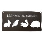 Pancarte d�corative en m�tal  les amis du jardin  - 25, 5x12, 5cm - fer vieilli