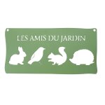 Pancarte dcorative en mtal  les amis du jardin  - 25, 5x12, 5cm - vert ple
