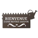 Pancarte dcorative en mtal  bienvenue  - 31x16, 5cm - fer vieilli