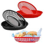 Paniers alimentaires ovales r�utilisables en plastique, paniers a fruits, paniers a frites pour hot - ...