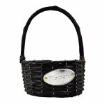 Panier en rotin tiss� a la main de forme ovale (fleurs) avec cadre en fer pour support de jardini�re, ...