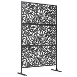 Panneau brise vue d�coratif paravent ext�rieur motif floral m�tal noir