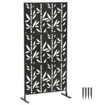 Panneau d�coratif ext�rieur m�tal - brise vue motif bambou - 92 x 40 x 192 cm - m�tal epoxy noir