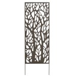 Panneau mtal avec motifs dcoratifs / arbres - 0, 60 x 1, 50 m - brun vieilli