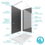 Panneaux muraux ardoise 90 + 120x210 - receveur 120x90 - paroi d�polie 120x200 + bras maintien