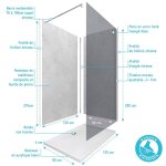 Panneaux muraux light grey 90 + 120x210 - receveur 120x90 - paroi 8mm fum�e 120x200 + bras