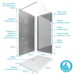 Panneaux muraux silver grey 90 + 120x210 - receveur 120x90 - paroi 8mm d�polie 120x200 + bras