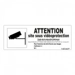 Panneau rigide  attention site sous vid�oprotection  - 330x120 mm novap