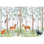 Papier peint enfant animaux foret intiss� panoramique 250x175 cm - colle inclus - chambre enfant - moderne ...