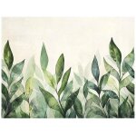 Papier peint feuilles vert intiss� panoramique 350x250 cm - colle inclus - chambre et salon - moderne ...