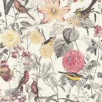 Papier peint floral profhome 372761 - gu papier peint intiss� lisse avec un dessin floral mat rouge jaune ...