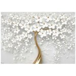 Papier peint panoramique intiss� fleurs arbre 300x210 cm - colle inclus - chambre et salon - moderne ...