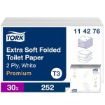Papier toilette feuilles extra - doux blanc t3, premium, 2 plis, 30 x 252 feuilles, 114276