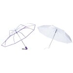 Parapluie automatique transparent, yo - 2 pi�ces, avec bordure violette et blanche, offre sp�ciale