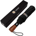 Parapluie coupe - vent avec poignée en bois ¿ parapluie de voyage et automatique compact pour homme ... Parapluie coupe - vent avec poignée en bois ¿ parapluie de voyage et automatique compact pour homme ...