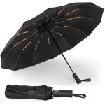 Parapluie pliable coupe - vent 12 baleines renforces pour homme et femme, compact, lger, ouverture ...