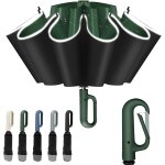 Parapluie pliable coupe - vent, grand parapluie pliant a ouverture automatique avec mousqueton, 10 baleines, ...
