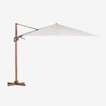 Parasol 295x295 cm en tissu et aluminium hydra blanc - marron bois de ch�taignier