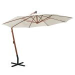 Parasol 350 cm poteau de bois blanc helloshop26 02 0008037