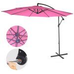 Parasol acerra, parasol parasol,  3m inclinable, polyester / acier 11kg rose sans socle